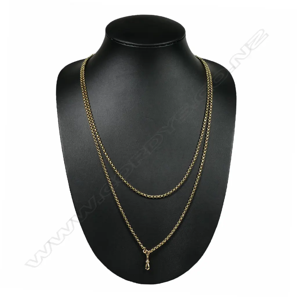 A c.1900 9ct yellow gold facetted Belcher link neck chain, Image 1++