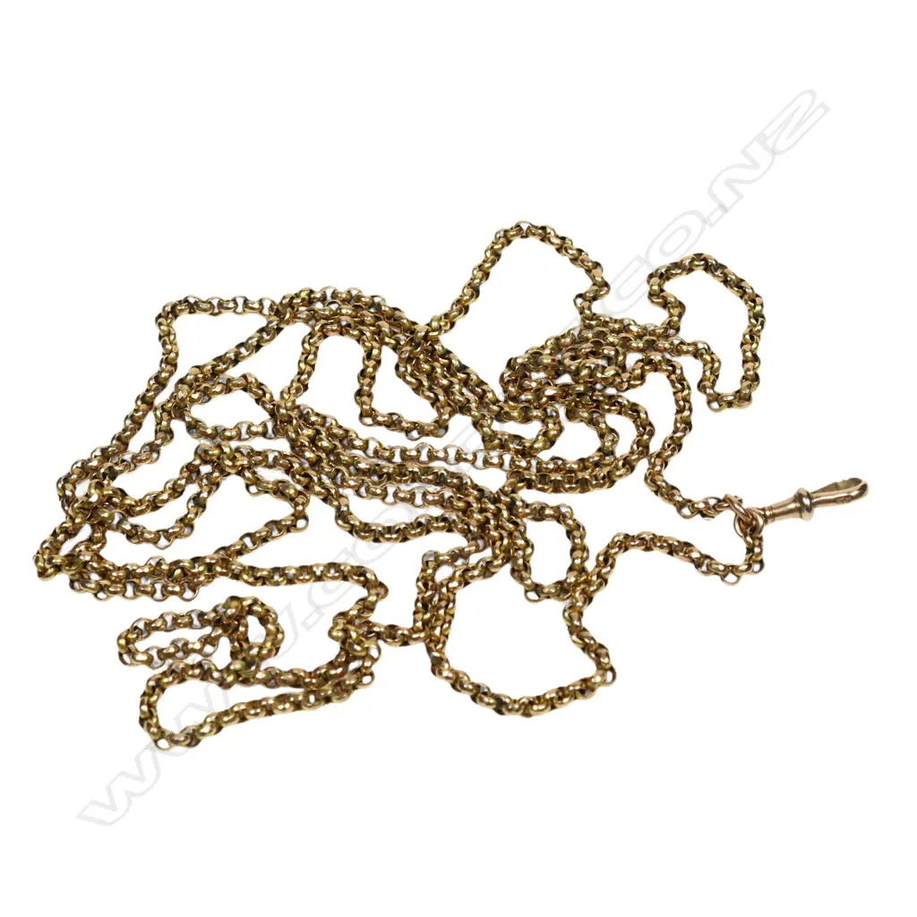 A c.1900 9ct yellow gold facetted Belcher link neck chain, Image 1++