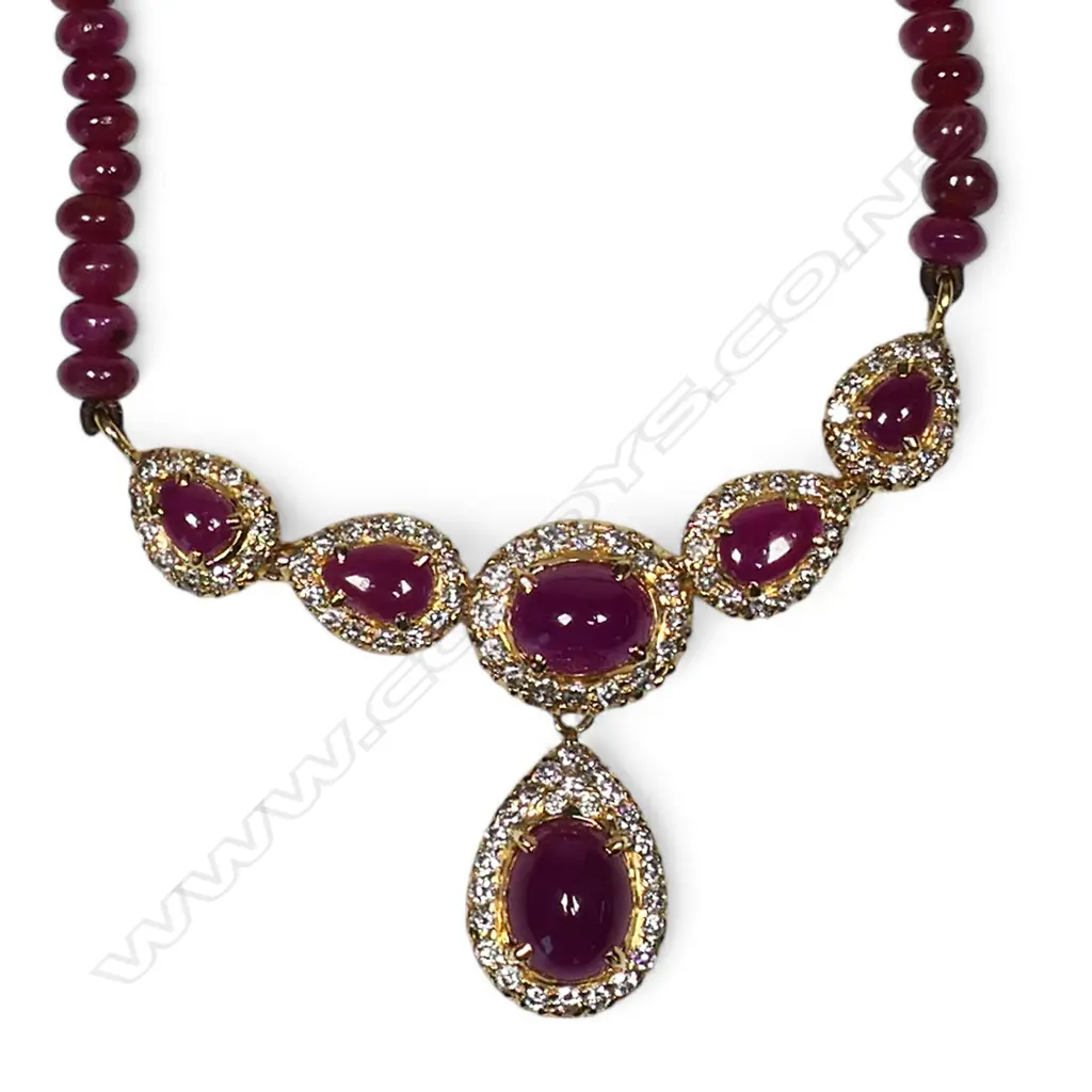 An 18ct gold ruby and diamond necklace, Image 1++