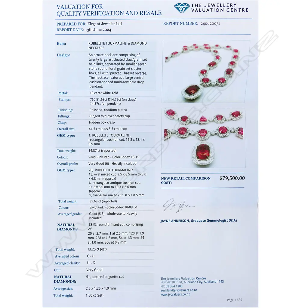 An impressive lady's 18ct white gold rubellite and diamond necklace, Image 1++