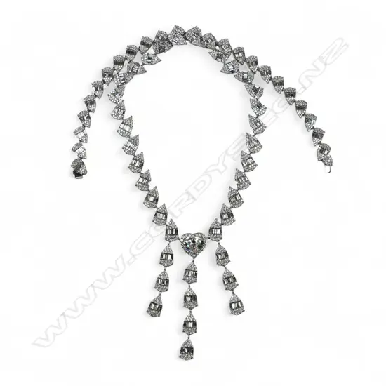 An impressive 18ct white gold and diamond encrusted necklace,