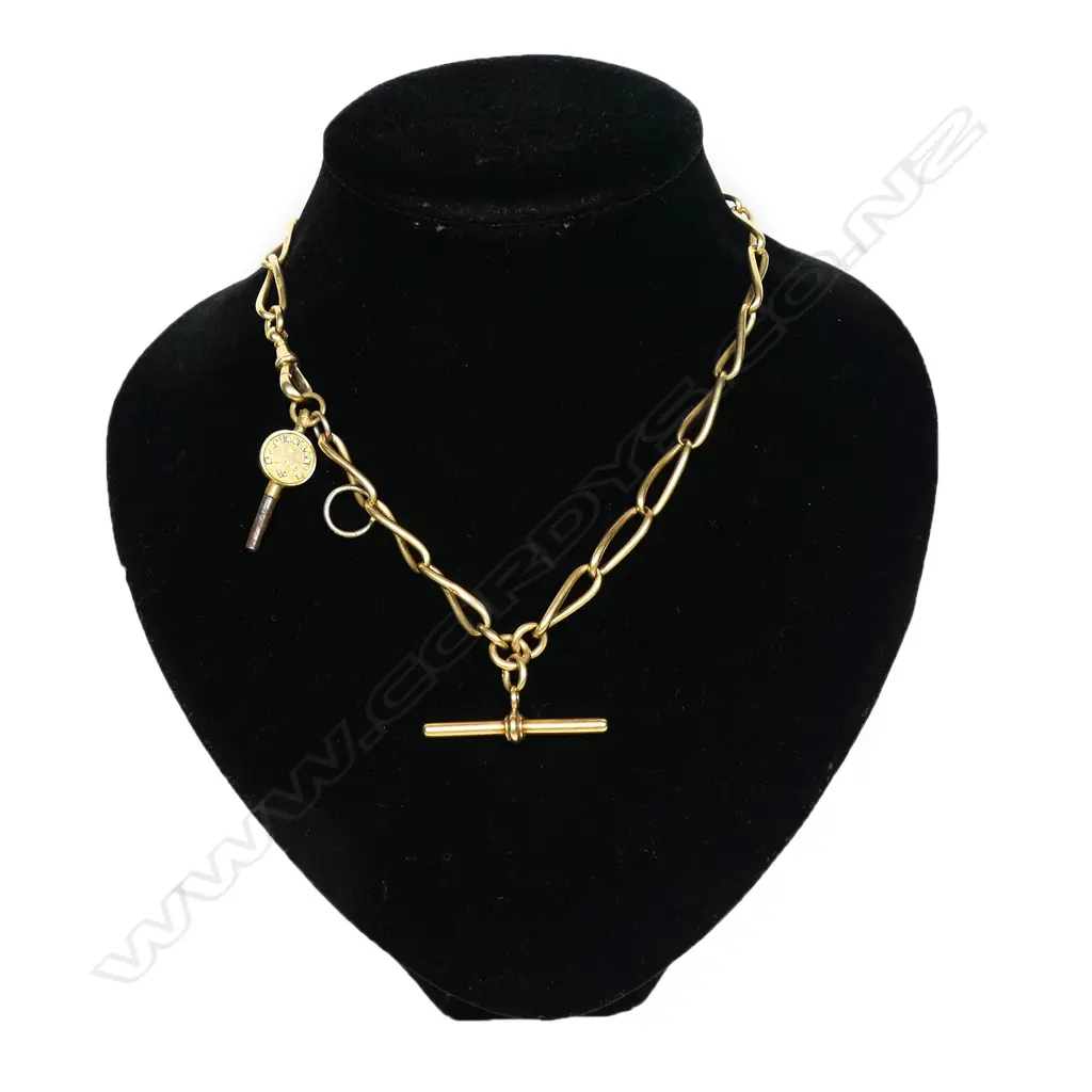 An Edwardian 18ct gold fob chain, Image 1++