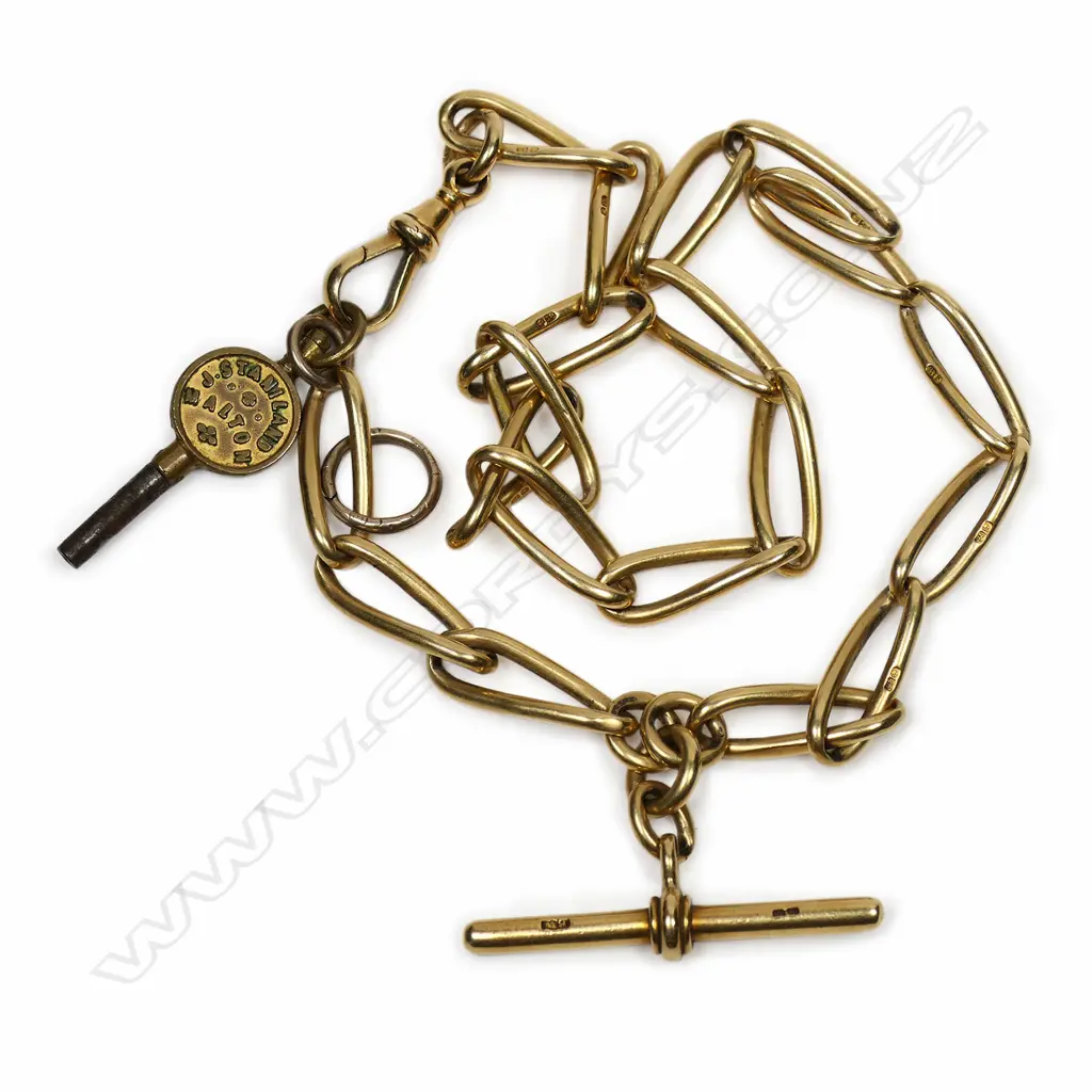 An Edwardian 18ct gold fob chain, Image 1++