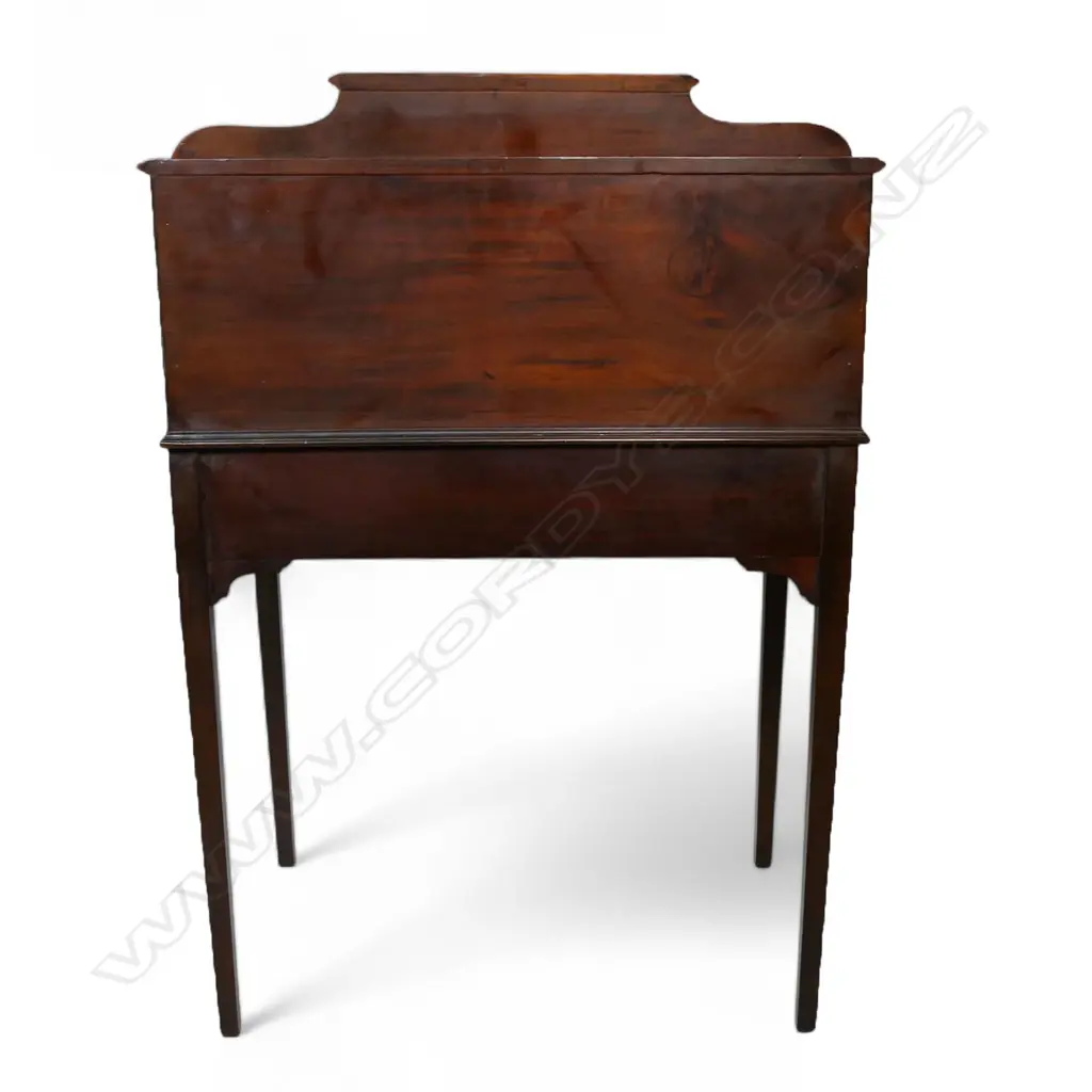 An Edwardian mahogany Sheraton revival drum front ladies desk, Image 1++