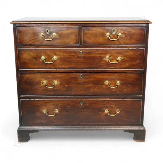 A Georgian mahogany five drawer chest,