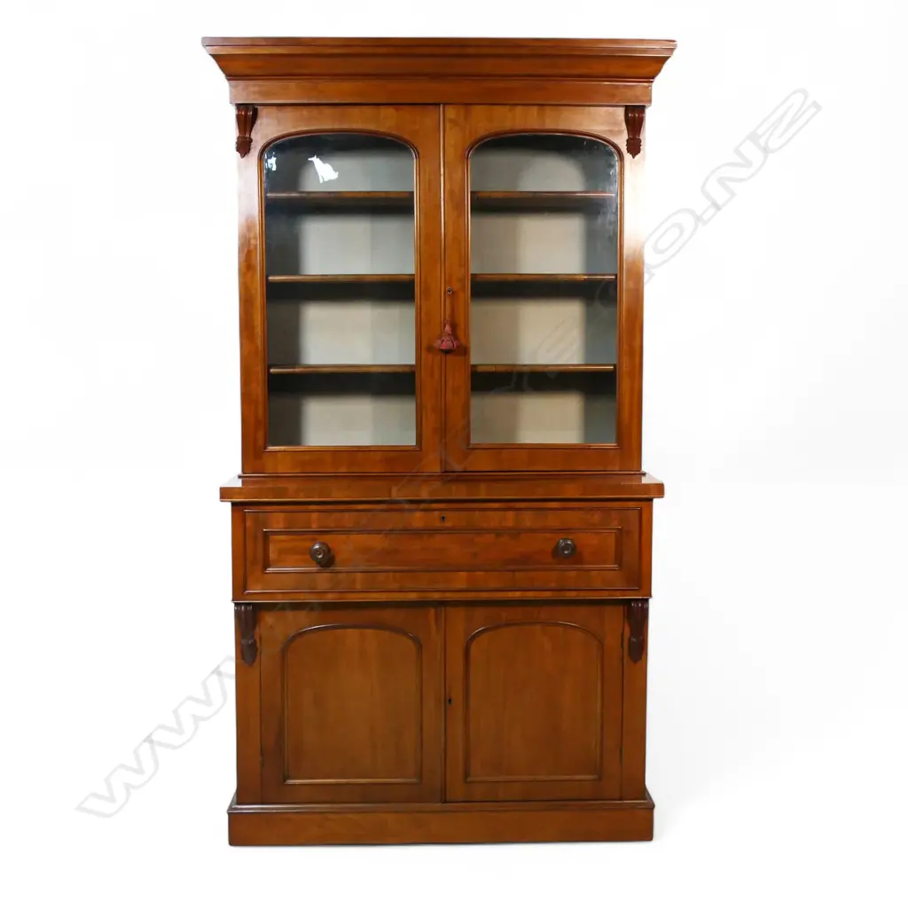 A Victorian mahogany bookcase secretaire, Image 1++