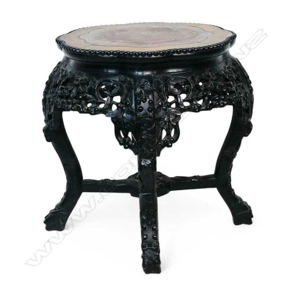 A Chinese rosewood and marble side table, Image 1++