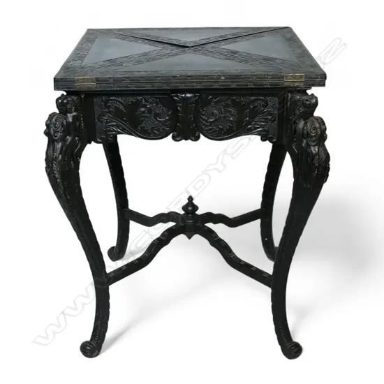 An early 20thC Anglo-Japanese envelope folding card table,