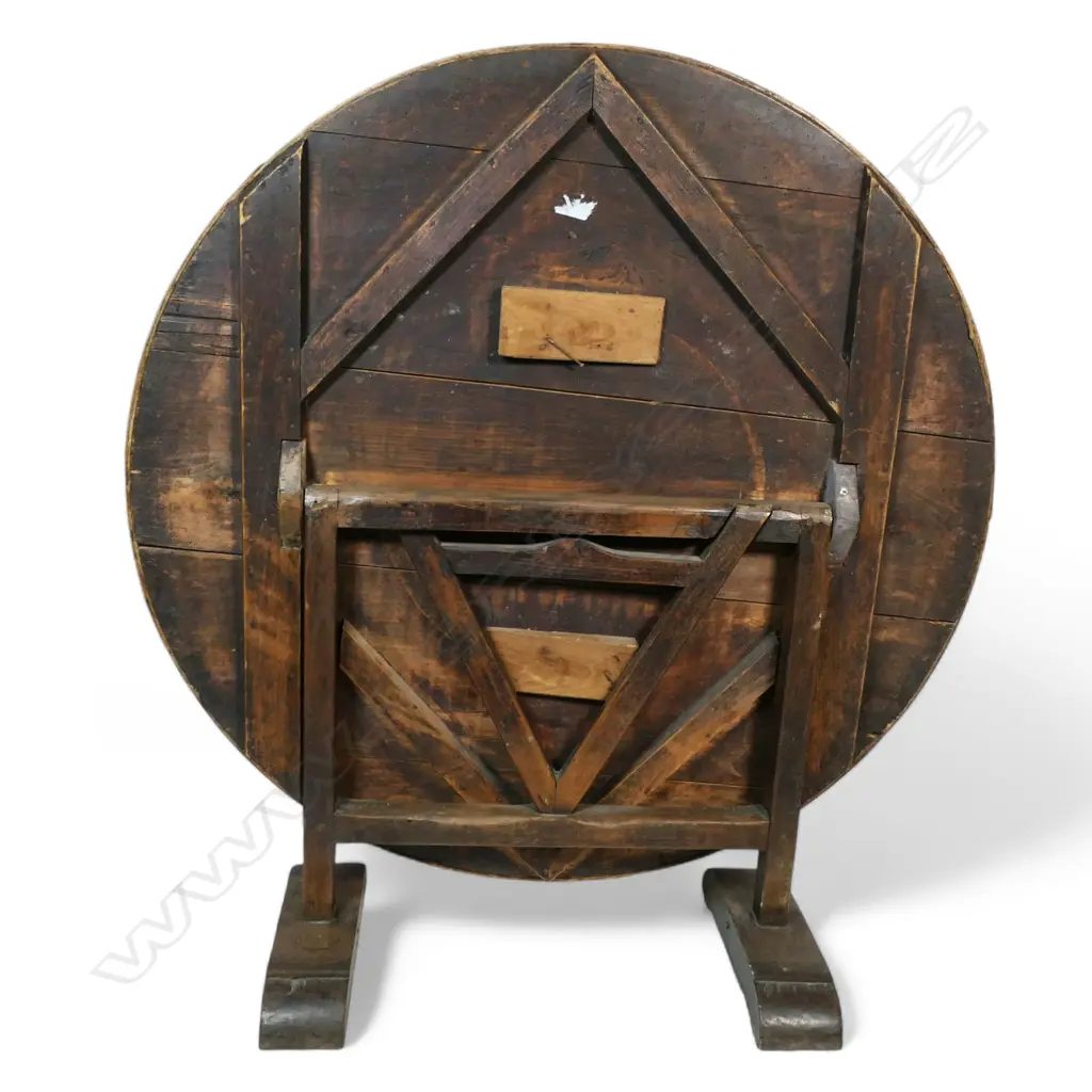 A rustic 19thC French oak wine tasting table, Image 1++