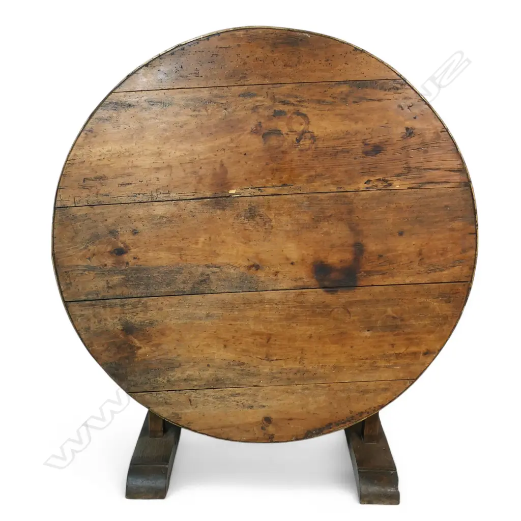 A rustic 19thC French oak wine tasting table, Image 1++