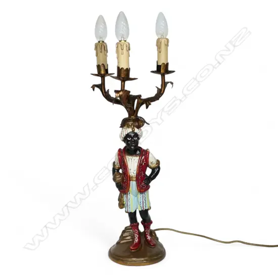 A vintage composite Blackamoor lamp,