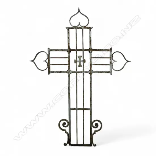 A 19thC French wrought iron cross,