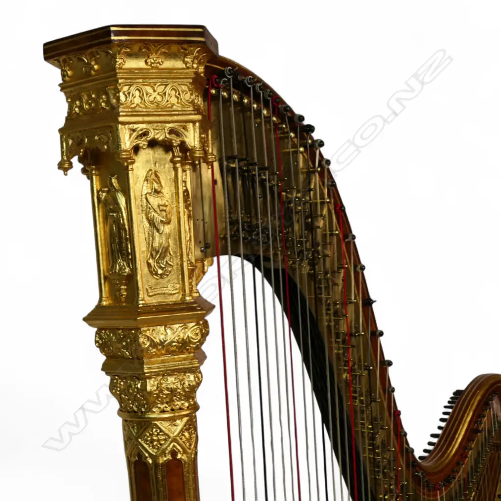 A mid 19thC giltwood forty-six string Gothic ‘Angel’ Harp by Erard, Image 1++