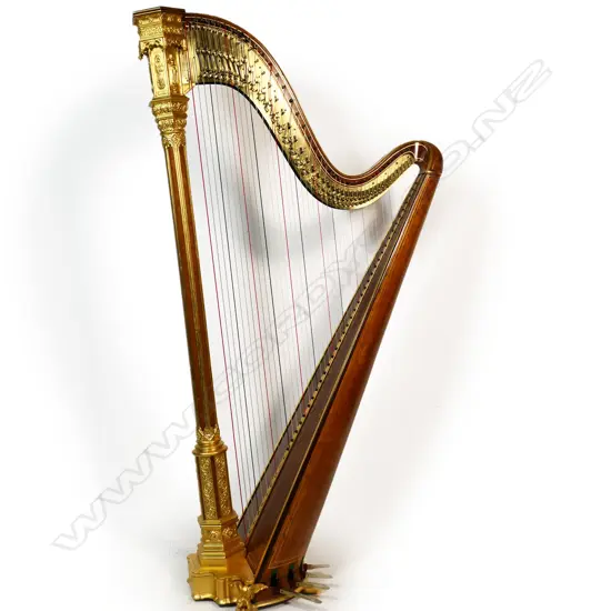 A mid 19thC giltwood forty-six string Gothic ‘Angel’ Harp by Erard,