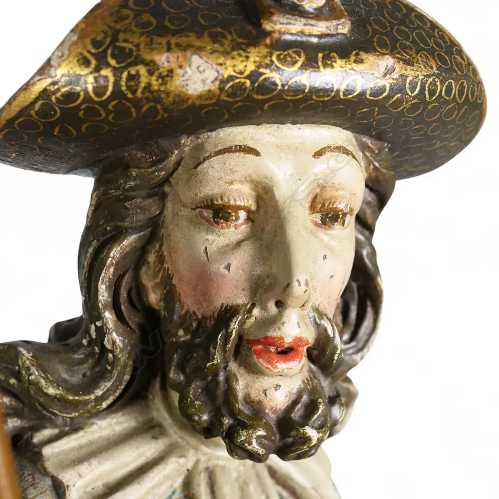 Three 19thC high quality carved and painted European figures, Image 1++