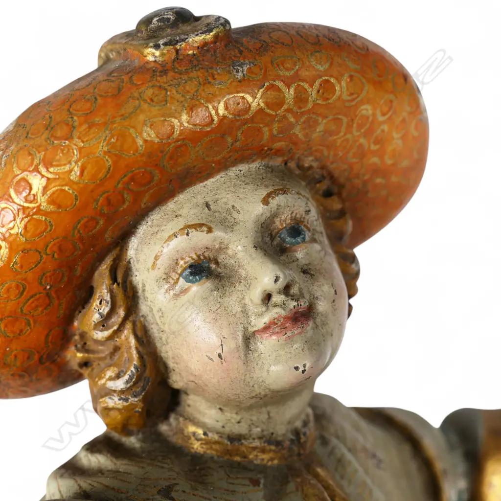 Three 19thC high quality carved and painted European figures, Image 1++