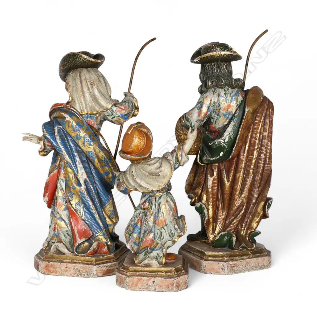 Three 19thC high quality carved and painted European figures, Image 1++