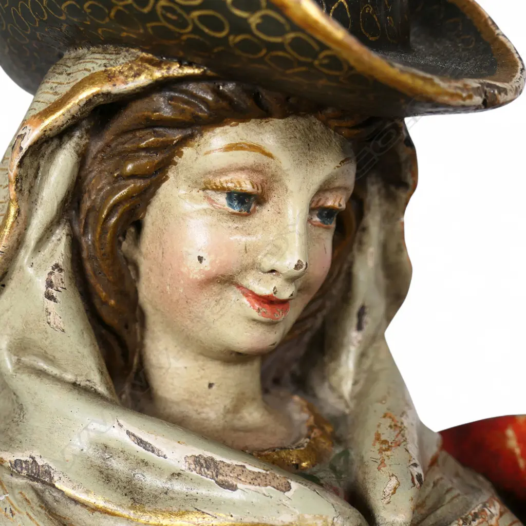 Three 19thC high quality carved and painted European figures, Image 1++