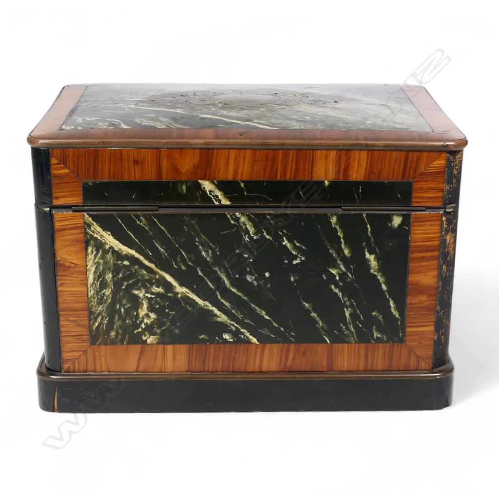 A 19thC kingwood and nephrite cigar humidor, Image 1++