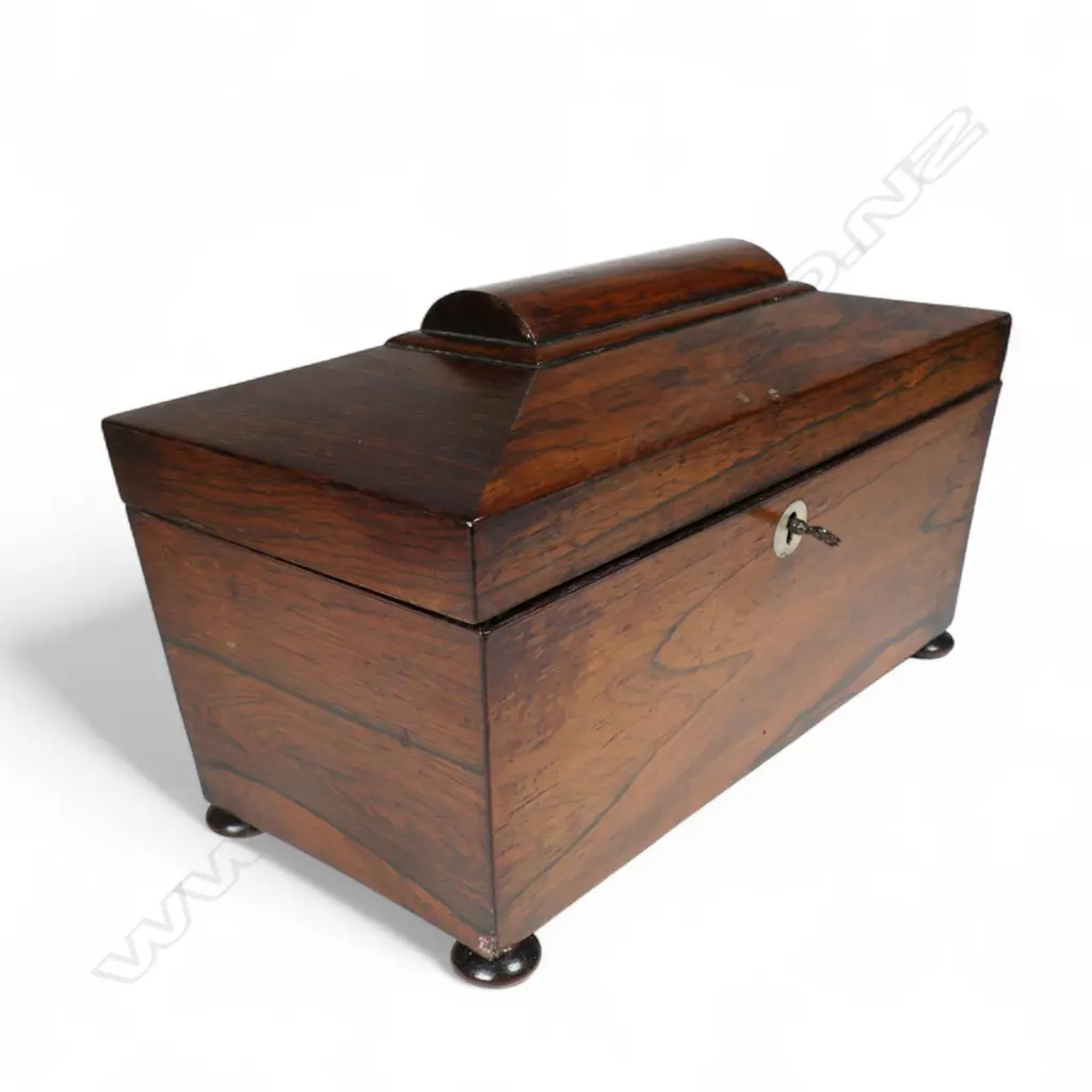 A Regency rosewood tea caddy, Image 1++