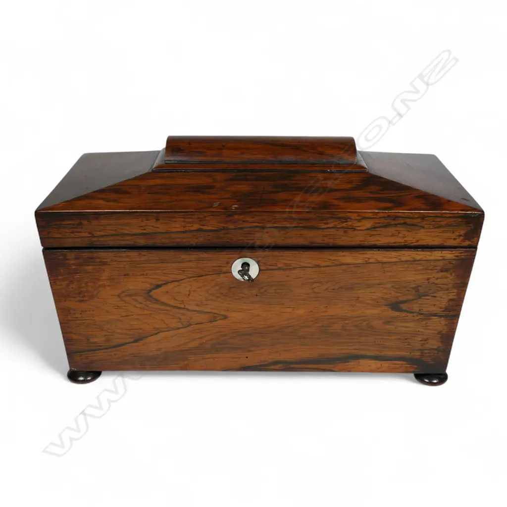 A Regency rosewood tea caddy, Image 1++