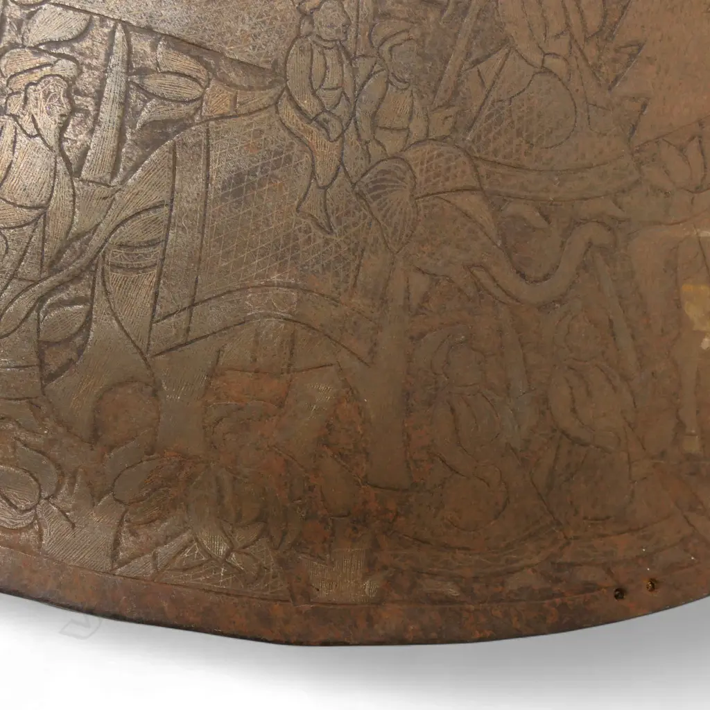 An old Ottoman Dhal engraved iron shield, Image 1++