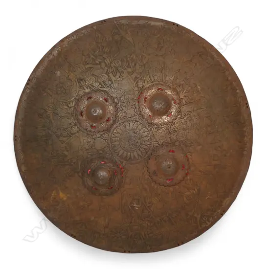 An old Ottoman Dhal engraved iron shield,