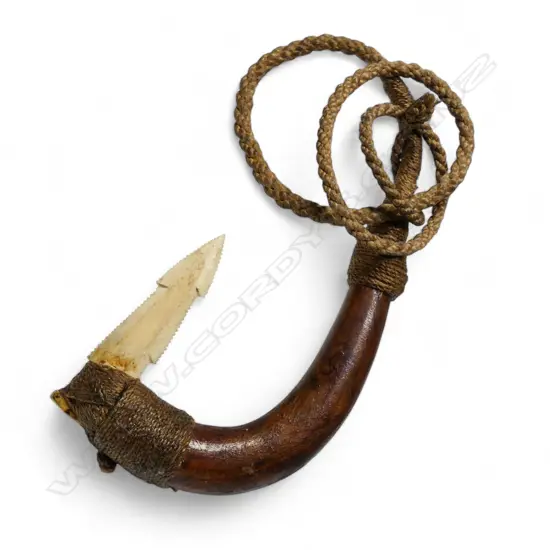 A c.1980 large Māori fish hook made by Dante Botica (1951-),