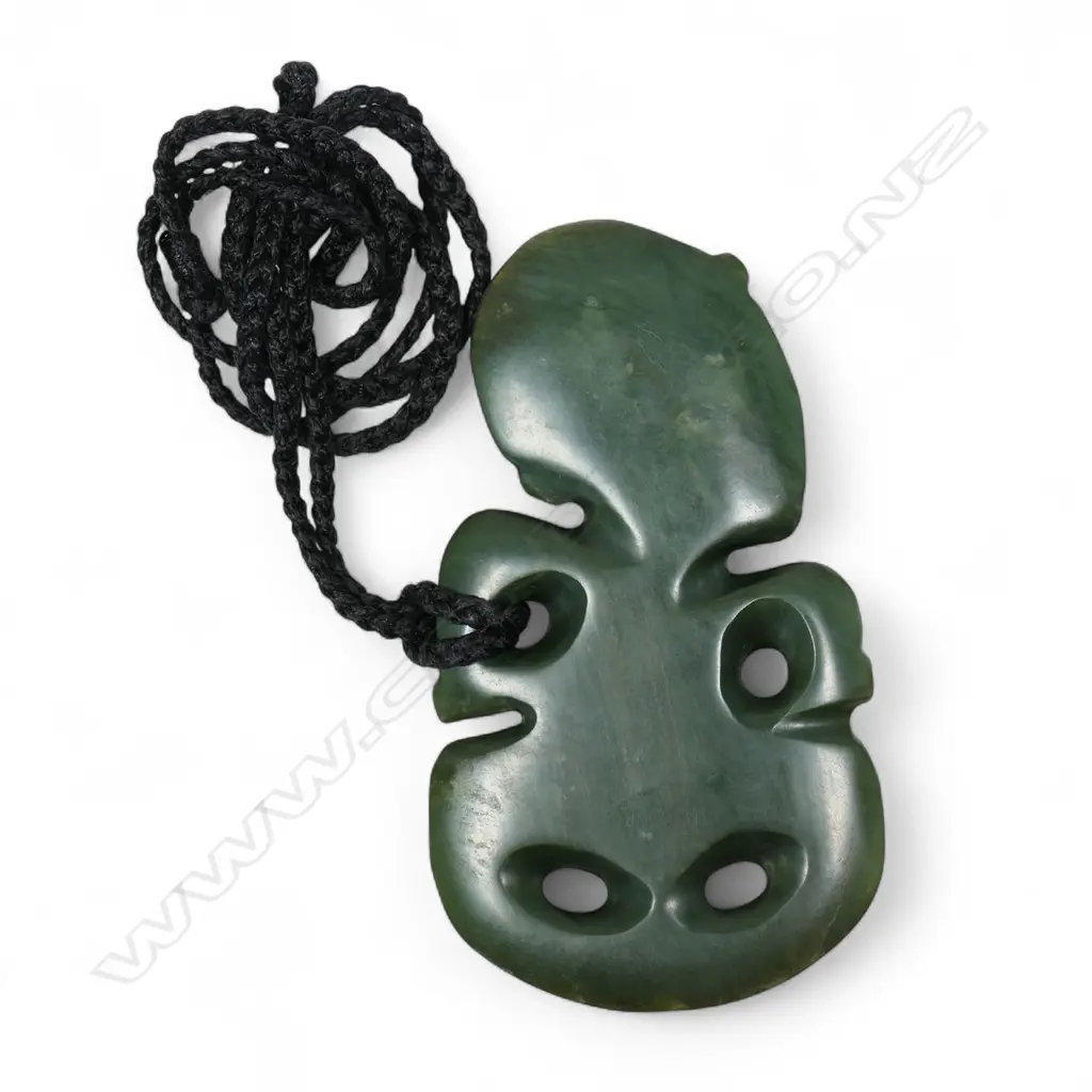 Charlie (Raponi) Wilson carved inanga greenstone hei tiki, Image 1++