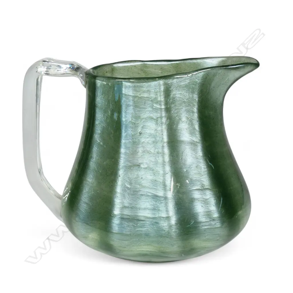 Johann Loetz Titania iridescent glass jug by Leopold Bauer, Image 1++