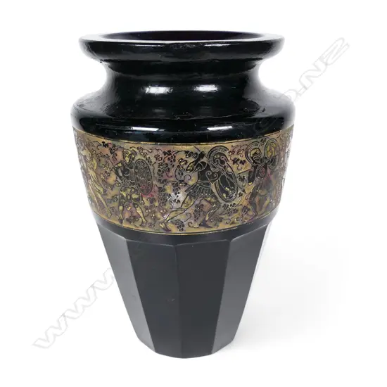 A signed Moser Karlsbad Czech amethyst glass vase,