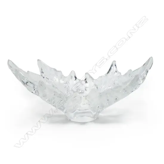 A Lalique double leaf form vase,