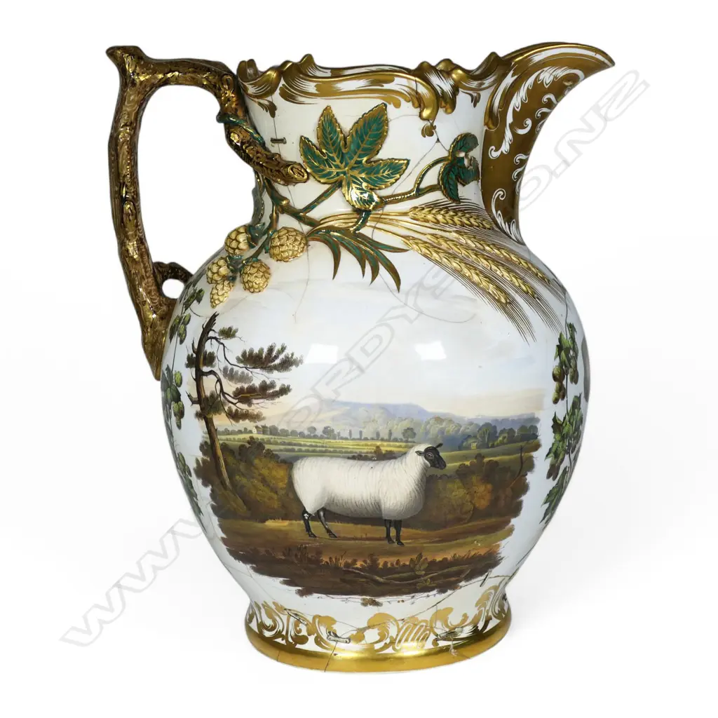An early Victorian c.1840 monumental Coalport Porcelain Factory soft-paste jug, Image 1++