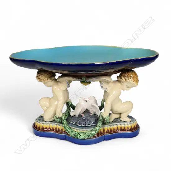 A Victorian Minton majolica table centre piece,