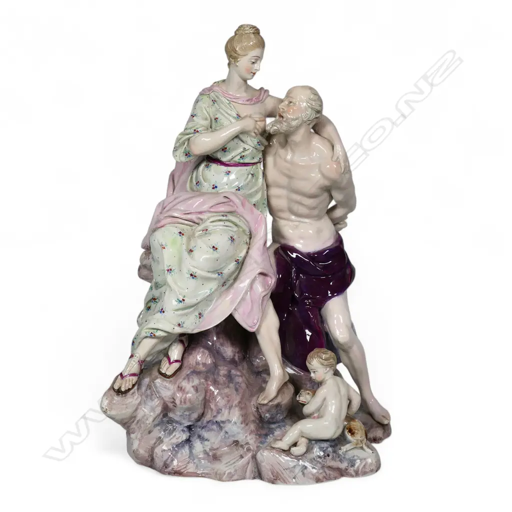 An 18thC/19thC Strasbourg faience figure group 'Roman Charity' by Joseph Hannong of Germany, Image 1++