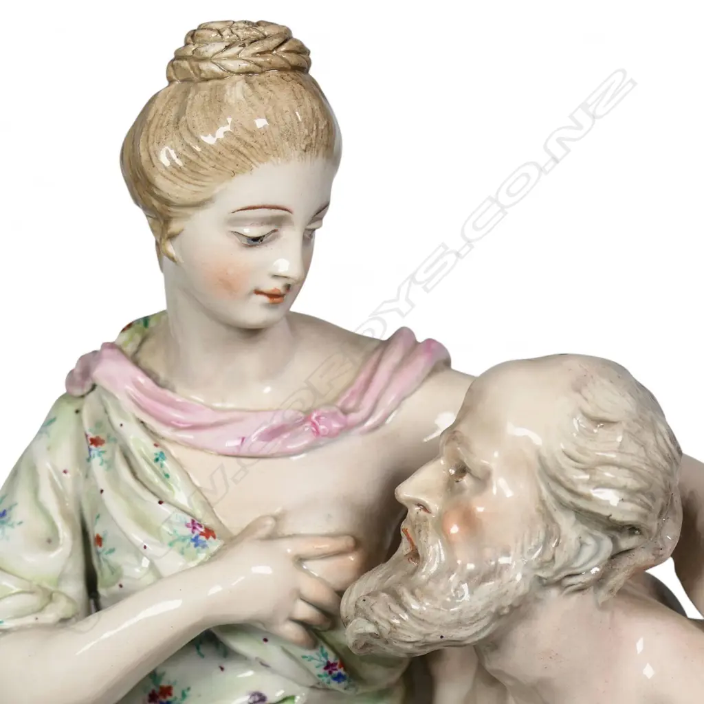 An 18thC/19thC Strasbourg faience figure group 'Roman Charity' by Joseph Hannong of Germany, Image 1++