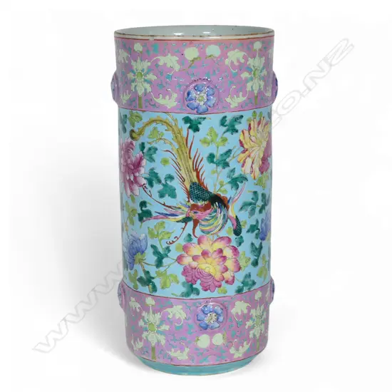 A large old Chinese famile rose vase,