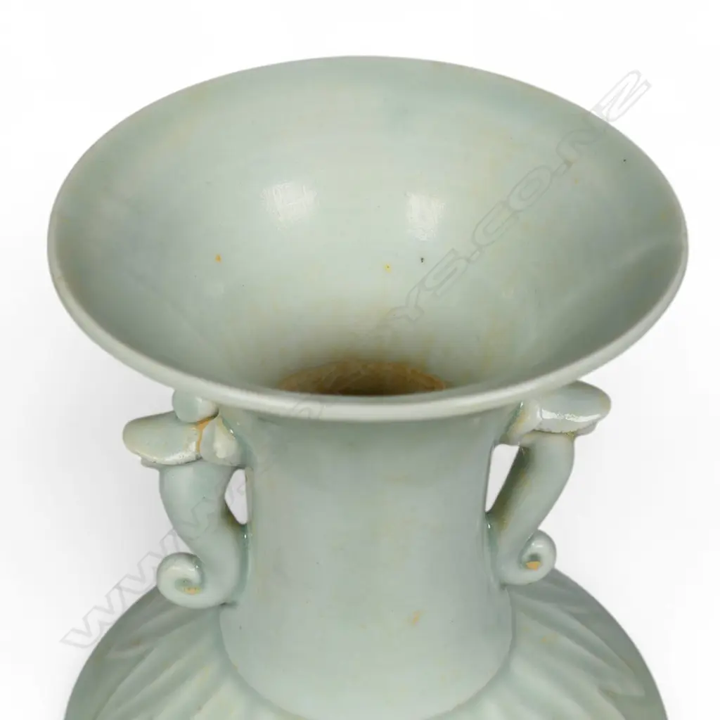 A 20thC Chinese Hutian Kiln engraved Dragon Pearl double-eared bottle vase, Image 1++