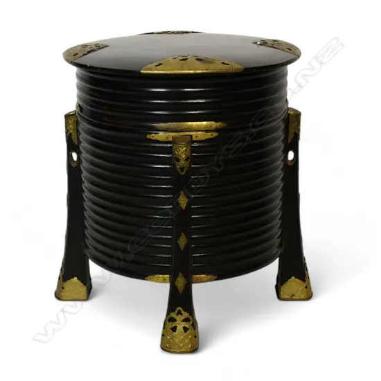 A vintage Japanese black lacquered hokai storage vessel,