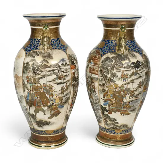 A pair of Meiji period Satsuma vases by Yokohama Hattori,