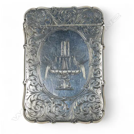 A Victorian silver card case,