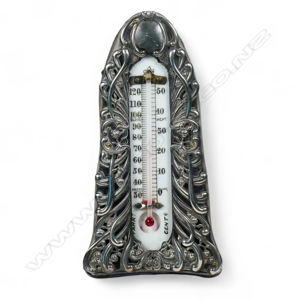 An Edwardian silver mounted desk thermometer, Image 1++