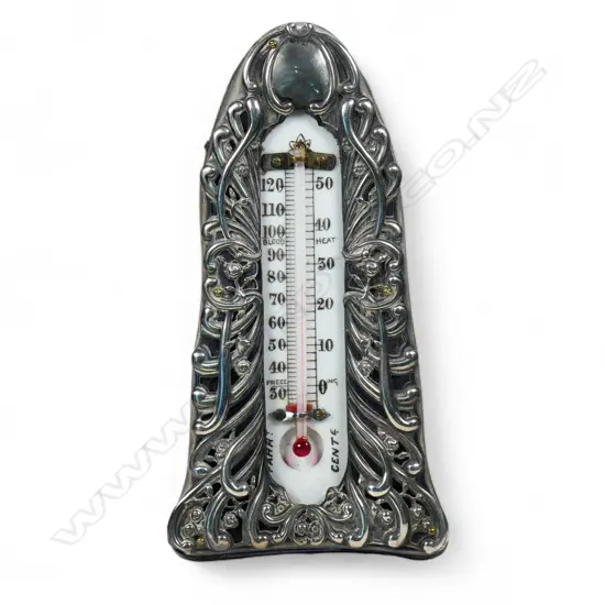 An Edwardian silver mounted desk thermometer,