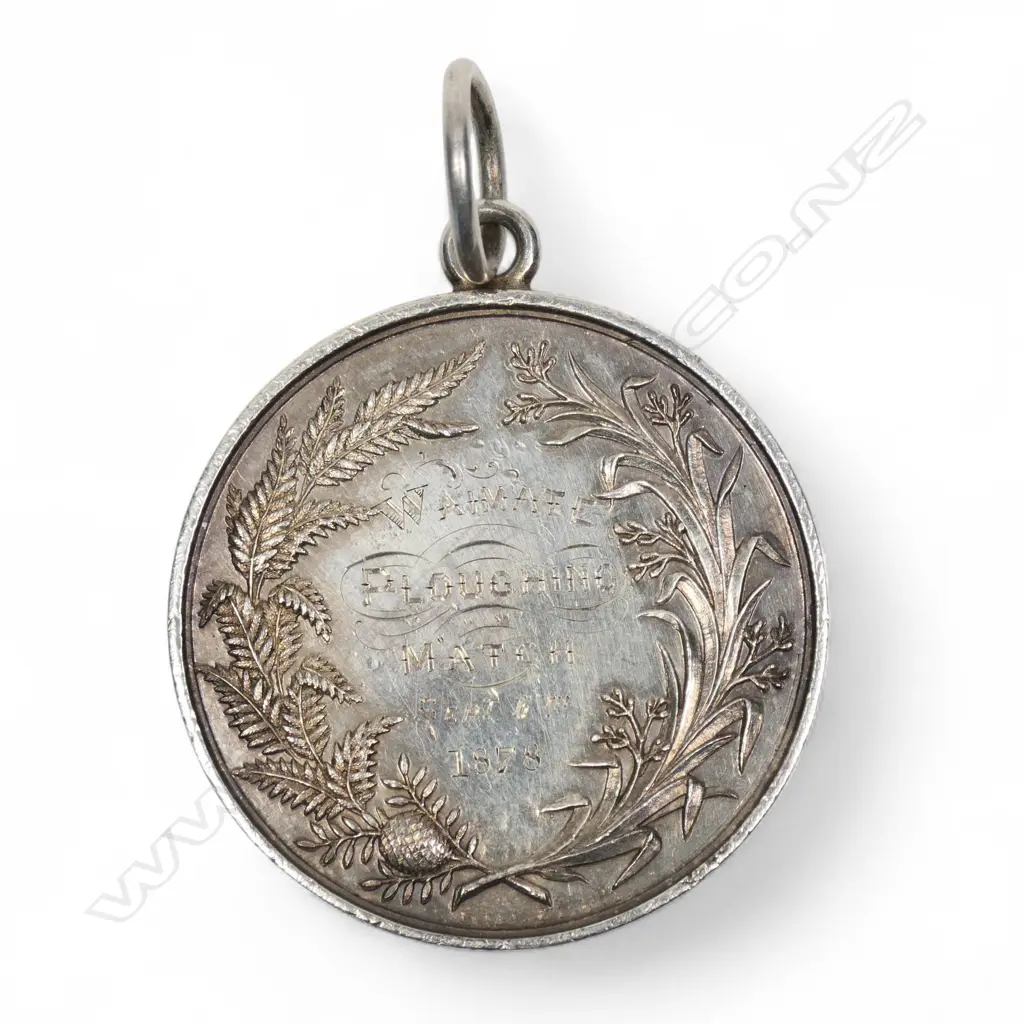 An early colonial 1878 New Zealand silver ploughing medal, Image 1++