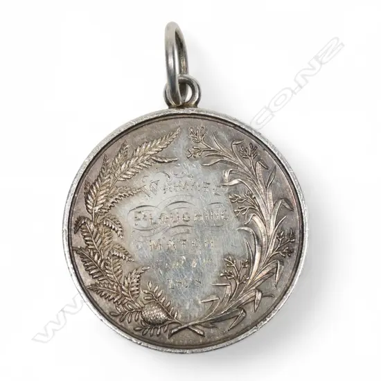 An early colonial 1878 New Zealand silver ploughing medal,