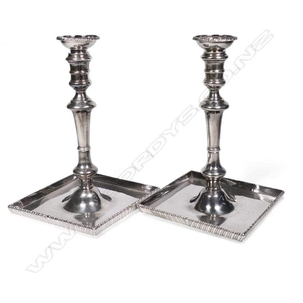 A pair of Georgian style silver candlesticks, Image 1++