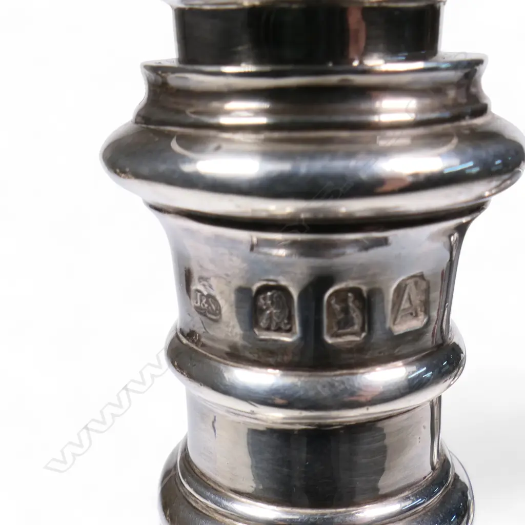 A pair of Georgian style silver candlesticks, Image 1++