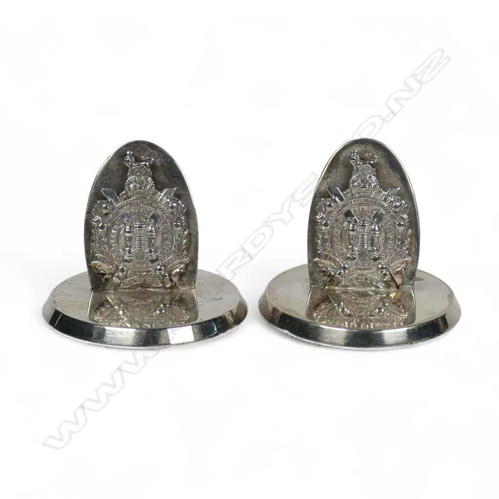 A pair of 1935 military silver King's Own Scottish Borderes menu holders, Image 1++