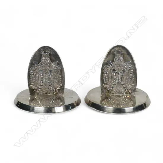 A pair of 1935 military silver King's Own Scottish Borderes menu holders,