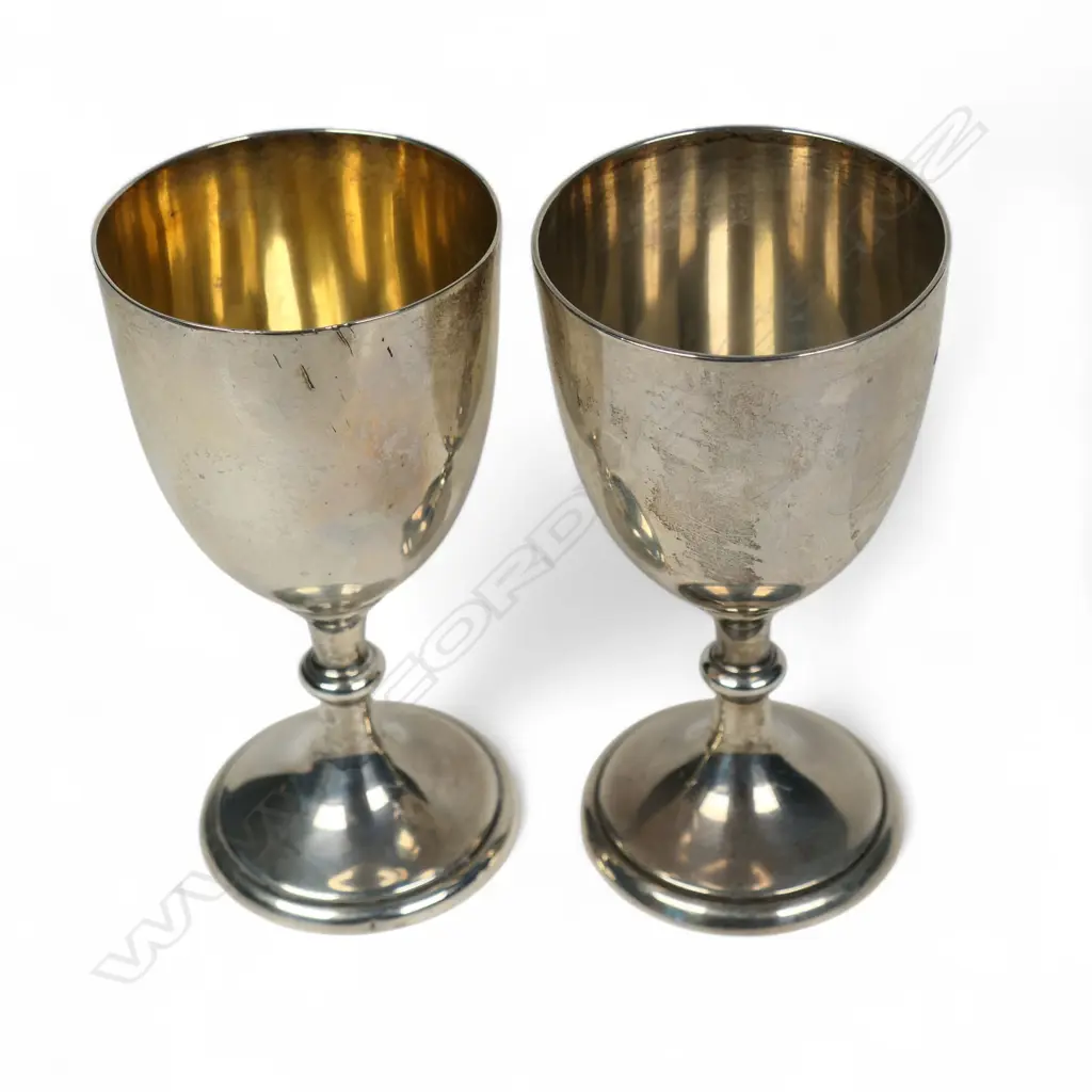 A pair of military Irish Guards silver small goblets, Image 1++